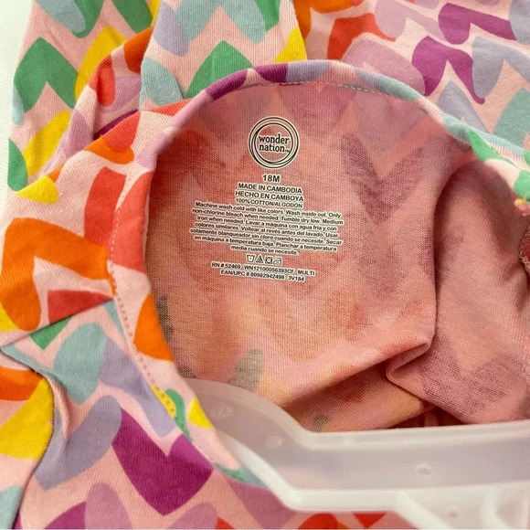 Heart Print Dress Girls Kids Baby Short Sleeve Wonder Nation Cotton Size 18 M. - Picture 3 of 3